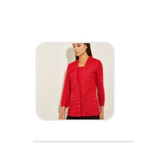 New Misook Vibrant Red Knit sweater blazer. Never been worn size XL. No tags.